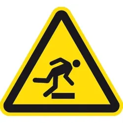 Aufkleber Warnung vor Hindernissen am Boden ISO 7010, Folie, 100 mm SL