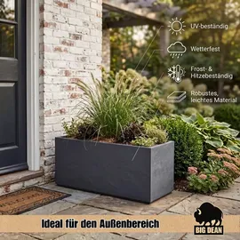 BigDean Pflanzkübel Groß 100 x 39,5 x 43,5 cm Schwarz