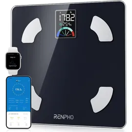 RENPHO Körperfettwaage Digital Personenwaagen Bluetooth Körperanalysewaage mit App, Großem VA-Display, Körperanalysegerät mit 13 Messwerten und Fitness-App, Elis 1