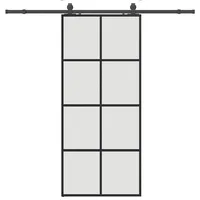 vidaXL Schiebetür mit Beschlag Schwarz 90x205 cm ESG-Glas