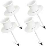 4X Kerzenhalter Adventskranz, Stabkerzenhalter Weiß mit Teller, Kerzenständer Stabkerzen, Adventskerzenhalter Metall Kerzenleuchter, Kerzenteller Tapered Candle Holders