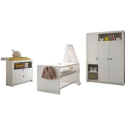 Kommode BEGABINO "Paula Wickelkommode", weiß, B:96,2cm H:105,4cm T:78cm, Dekorfolie, Sideboards, Weiß Kommode mit Aufsatz, Wickelkommode mit Schubkästen
