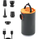 OBEST Elektrische Luftpumpe, Wiederaufladbare Akku Luftpumpe Luftmatratze, 2 in 1 Schnelle Inflate Deflate mit 6 Luftdüse, Elektrische Pump mit Integrierter LED-Licht für Schlauchboot, Luftmatratze