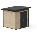 Upyard Gartenhaus Strongbox XL - Robuste Holz Gerätehaus mit imprägniertem Fundament und extra Strapazierfähigem Kunststoff Dach, 203x203 cm, Braun