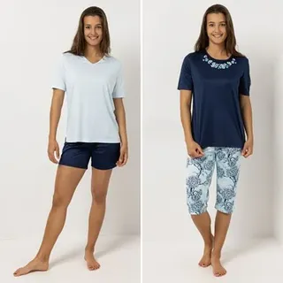 LITTLE ROSE 2 Pyjama-Sets Mikrofaser 1/2-Arm uni & bedruckt