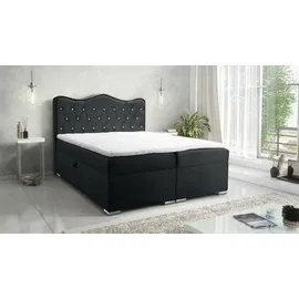 Fun Möbel Boxspringbett Schlafzimmerbett SULTAN New in Stoff Velvet X Schwarz 120x200cm - Schwarz