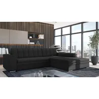 Fun Möbel Ecksofa Sofa SARRA mit Schlaffunktion Stoff Lincoln Schwarz Ottomane Rechts