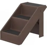 Klappbare Hundetreppe Mit 3 Rutschfesten Stufen, Braune Kunststofframpe Für Haustiere, 50 X 30,5 X 36,5 Cm
