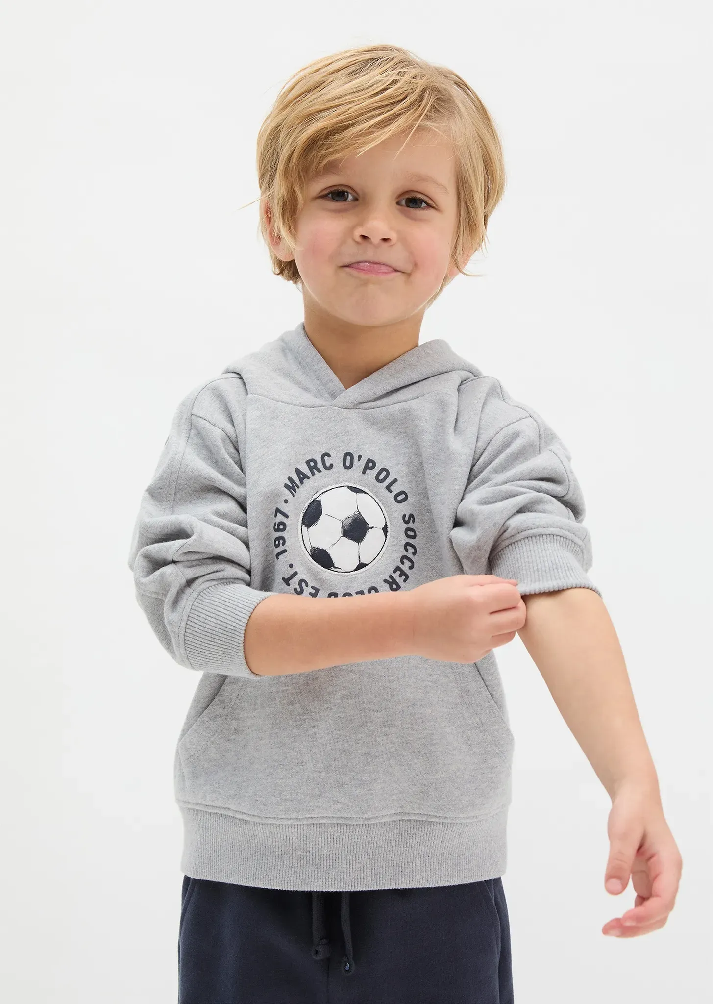 Hoodie MARC O'POLO, Jungen, Gr. 92/98, grau, Sweatware, Obermaterial: 100% Baumwolle, normal normal, Rippbündchen, Sweatshirts Hoodie, für Jungs bis Größe 122