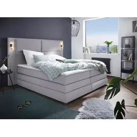 Collection AB Boxspringbett COLLECTION AB "Copenhagen", grau (lightgrau), B:231cm L:215cm, Holzwerkstoff, Spanplatte, Komplettbetten, Boxspringbett, inklusive Bettkasten, Topper, wahlweise mit LED-Beleuchtung, Topseller