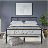 Yaheetech - Bettrahmen Metallbett Bettgestell aus Metall, Doppelbett für 140 x 200 cm Matratze, Gästebett für kleine Räume, Schwarz