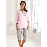 Sieh an! Schlafanzug, Damen, Gr. 36/38, rosa (rosé, grau, bedruckt), 100% Baumwolle, Homewear-Sets Schlafanzug