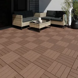 Tectake Terrassenfliesen Tegulas 31 x 31 x 2 cm braun