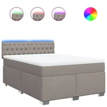 vidaXL Boxspringbett mit Matratze Taupe 140x200 cm Stoff