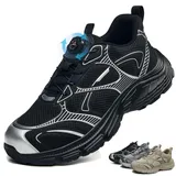 Ayqyc Damen Sicherheitsschuhe Herren Arbeitsschuhe mit Stahlkappe Leicht Sportliche Atmungsaktiv rutschfeste Drehverschluss, Schwarz, 41 EU - 41 EU