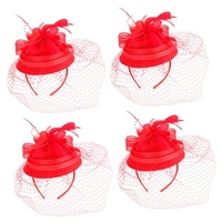 4 Stück Tea-party-hut Mini-zylinder-stirnband Vintage Kopfbedeckung Schmetterlings-stirnband Derby-fascinator Braut-fascinator Europäisch Und Amerikanisch Bankett Tee Hut Nylon