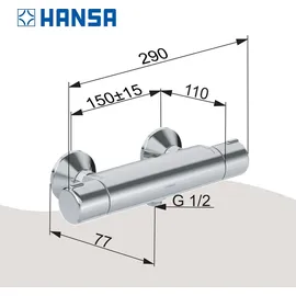 Hansa Hansamicra Brause-Thermostat-Batterie AP Hansamicra ohne Vorabsperrung chrom