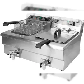 Yato Gastro Fritteuse 2x12L mit Ablasshahn 2x5000W 550x730x400mm 380-400V