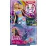 Mattel Barbie Flower Magic Meerjungfrauen-Spielzeugpuppe mit magischer Überraschungsblüte und perlenbesetztem Haarreif