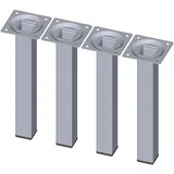 DIY Element System Möbelfuß eckig – Vierkant-Metallfuß, ideal als Tischbein für die Gestaltung individueller Möbelstücke – 25 x 25 mm, Länge 200 mm, Chrom