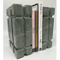 Casa Padrino Luxus Marmor Deko Buchstützen Set Grau - Deko Accessoires