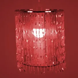 ETC Shop Hängelampe Hängeleuchte Kinderlampe Pendelleuchte Kinderzimmerleuchte, Kristalldekor Textilschirm pink, 1x E27 Fassung, Dxh 22,5x129cm
