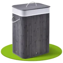 Juskys Bambus Wäschekorb Curly 72 Liter Grau