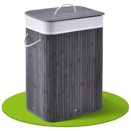 Juskys Bambus Wäschekorb Curly 72 Liter Grau