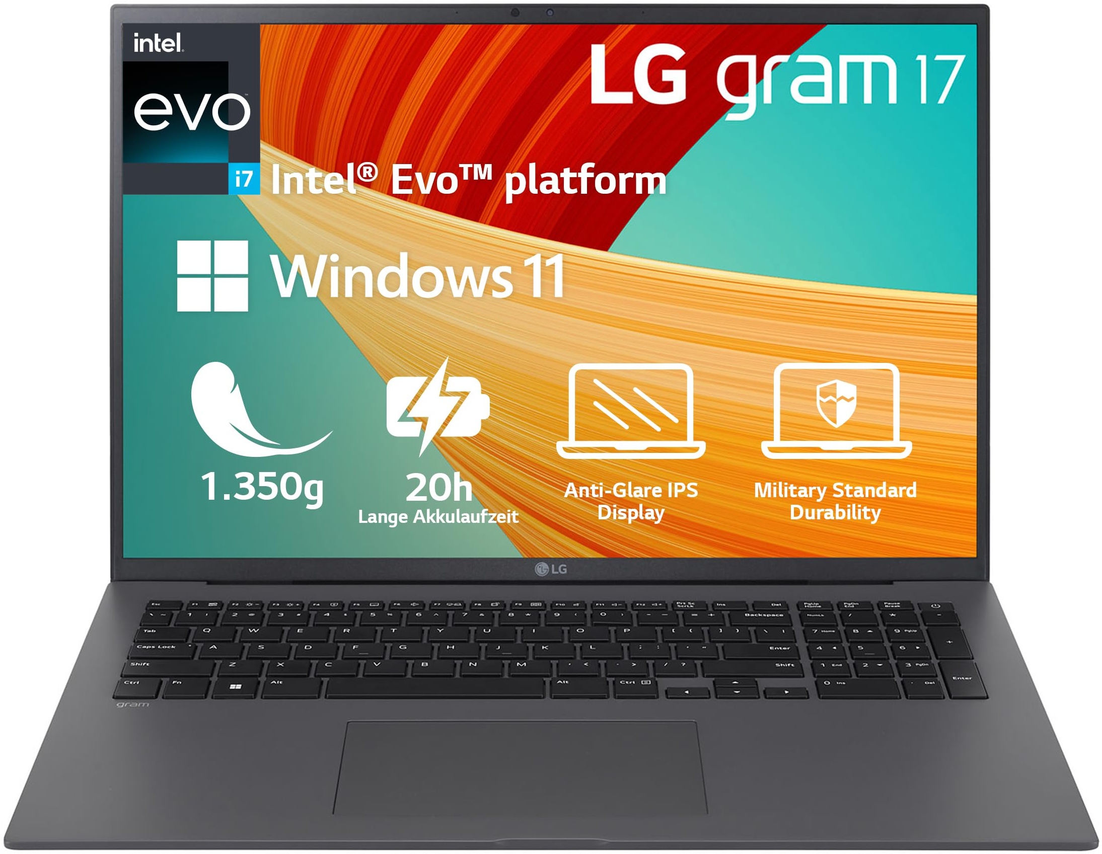 2023 LG gram 17 Inch Ultralight Notebook - 1,350 g Intel Core i7 Laptop (32GB RAM, 2TB SSD, 20h Battery Life, 16:10 Anti-Reflective IPS Display, Thunderbolt 4, Win 11 Home, Mirametrix) - Grey