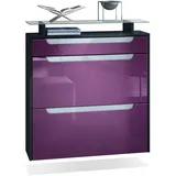 Vladon Schuhschrank, Brombeere, Weiß Hochglanz, Holzwerkstoff, 89x96x23 cm, Garderobe, Schuhaufbewahrung, Schuhkipper