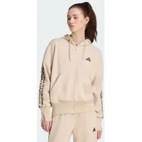 adidas Seasonal Essentials Animal Print 3-Stripes Full-Zip Hooded Track Damen, Kapuzensweater, braun - XL
