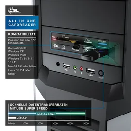CSL 3,5 Multi-Frontpanel Cardreader mit USB 3.0 für SD/SDXC/microSD/microSDHC/M2/CF/MMC/MS/XD