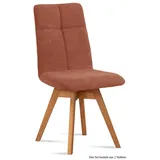 58 aufm Kessel Esszimmerstuhl Küchenstuhl drehbar (2er-Set) Dorea 47x92x60 Eiche geölt/Rosewood (Lieferung bis Verwendungsstelle, 2 St), Stabiles Gestell aus Massivholz pflegeleichter Bezug aus Microfaser braun