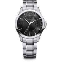 Victorinox Herren-Uhr Alliance, Herren-Armbanduhr, analog, Quarz, Wasserdicht bis 100 m, Gehäuse-Ø 40 mm, Armband 21 mm, 133 g, Schwarz/Silber