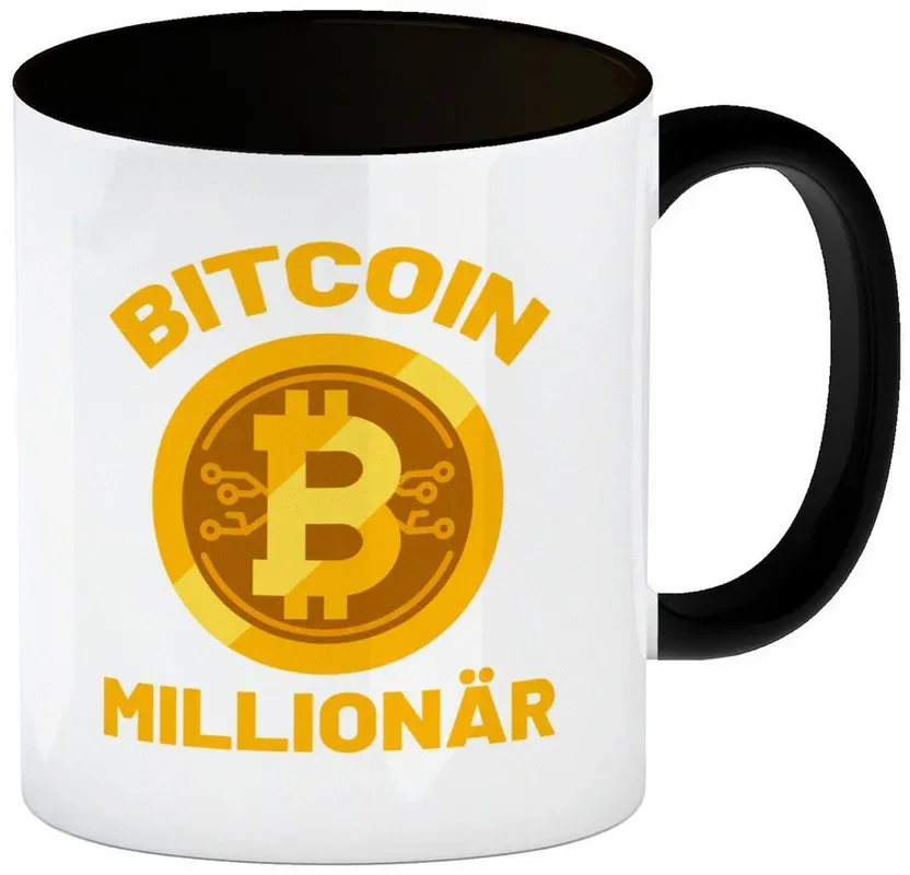 Preisvergleich Produktbild speecheese Tasse Bitcoin Millionär Kaffeebecher in schwarz mit Kryptowährung