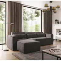 Fun Möbel Ecksofa Schlafsofa WALDO Stoff Poso Anthrazit Ottomane