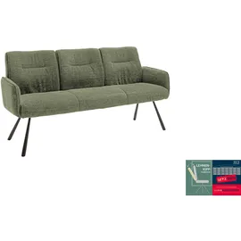 MCA Furniture Sitzbank MCA FURNITURE "Delane", olive, schwarz, B:183cm H:92cm T:67cm, Metall, Stoff, Sitzbänke, Sitzbank, Taschenfederkern, Lehnenkippfunktion, Armlehnen, beweglicher Rücken