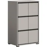 xonox.home Xora Schuhschrank Jaru, Grau, Schwarz, Holzwerkstoff, 2 Fächer, 65x103x37 cm, FSC Mix, stehend, Garderobe, Schuhaufbewahrung, Schuhschränke