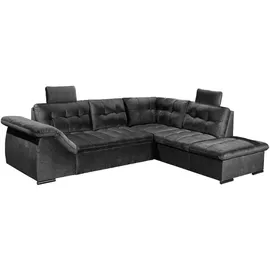 Stella Trading Estrella Ecksofa 283 x 217 cm, mit Schlaffunktion und Bettkasten Schwarz, - Schwarz