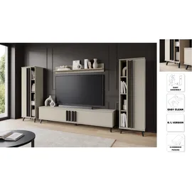 INOSIGN Wohnwand INOSIGN "Helsinki, Modernes Möbelset", braun (congo), B:270cm H:140cm T:33cm, Holzwerkstoff, Kastenmöbel-Sets, Wohnwand, mit lamellengriffen, verstellbaren Einlegeböden und Kunststofffüßen