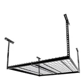Velano - Metall Garagen Deckenregal, Halterung, Lagerregal mit Gitterboden - PGF 1 - Schwarz, 122X122 cm - Schwerlastregal mit verstellbaren Regalböden, für Keller, Dachboden, Geschäft & Werkstatt