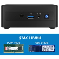 Intel NUC, Intel NUC 11 Mini PC, Canyon NUC11PAHi5, Win 11 Pro Mini Computer, Intel Core i5-1135G7 Processor, Up to 4.2GHz, 4Core, 28W Intel Iris Xe Graphics, WiFi6, Thunderbolt 3(16GB RAM+512GB SSD)