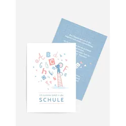 Einladung Schulanfang selbst gestalten mit Spruch und Fotos im Onlinedesigner bei Meine-Kartenmanufaktur.de