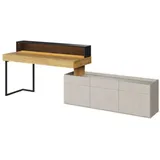Feldmann-Wohnen Schreibtisch Teen Flex (Teen Flex, 1-St., Kinderzimmer-Set), 3-teilig Hickory Natur betonfarben Raw Steel braun