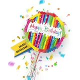 Party Factory – Pinata Happy Birthday bunt für Jungen & Mädchen zum Befüllen & aufhängen – Schlag-Piñata als Party Deko in 44x9x44 cm für Geburtstag & Mottopartys – Partyspiel Motiv-Pinjata für Kinder
