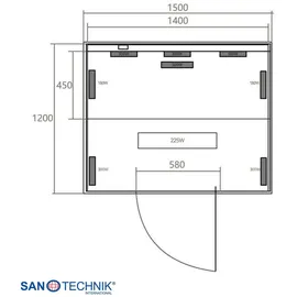 SANOTECHNIK OPEN Infrarotkabine 3 Pers. 150x120x200 cm
