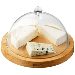Boska Servierbrett Rund Friends mit Glocke / hält Käse länger frisch / 23,8 cm / Holz / Kunststoff / Braun
