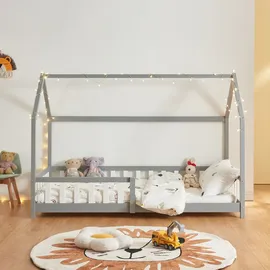 [en.casa] Hausbett Hesel 90 x 200 cm Kiefer grau grau
