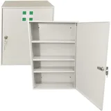 LEOMAR Medizinschrank, Apothekerschrank aus Stahlblech, mit 3 Ablagen, Abschließbar, Hausapotheke inkl. 2 Schlüssel, Medikamentenschrank, Erste-Hilfe-Schrank mit Metalltüren, 14 x 35 x 52 cm