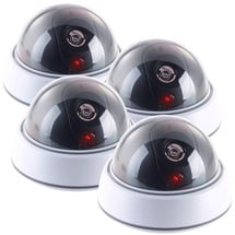 VisorTech 4er-Set Dome-Überwachungskamera-Attrappen, durchsichtiger Kuppel, LED